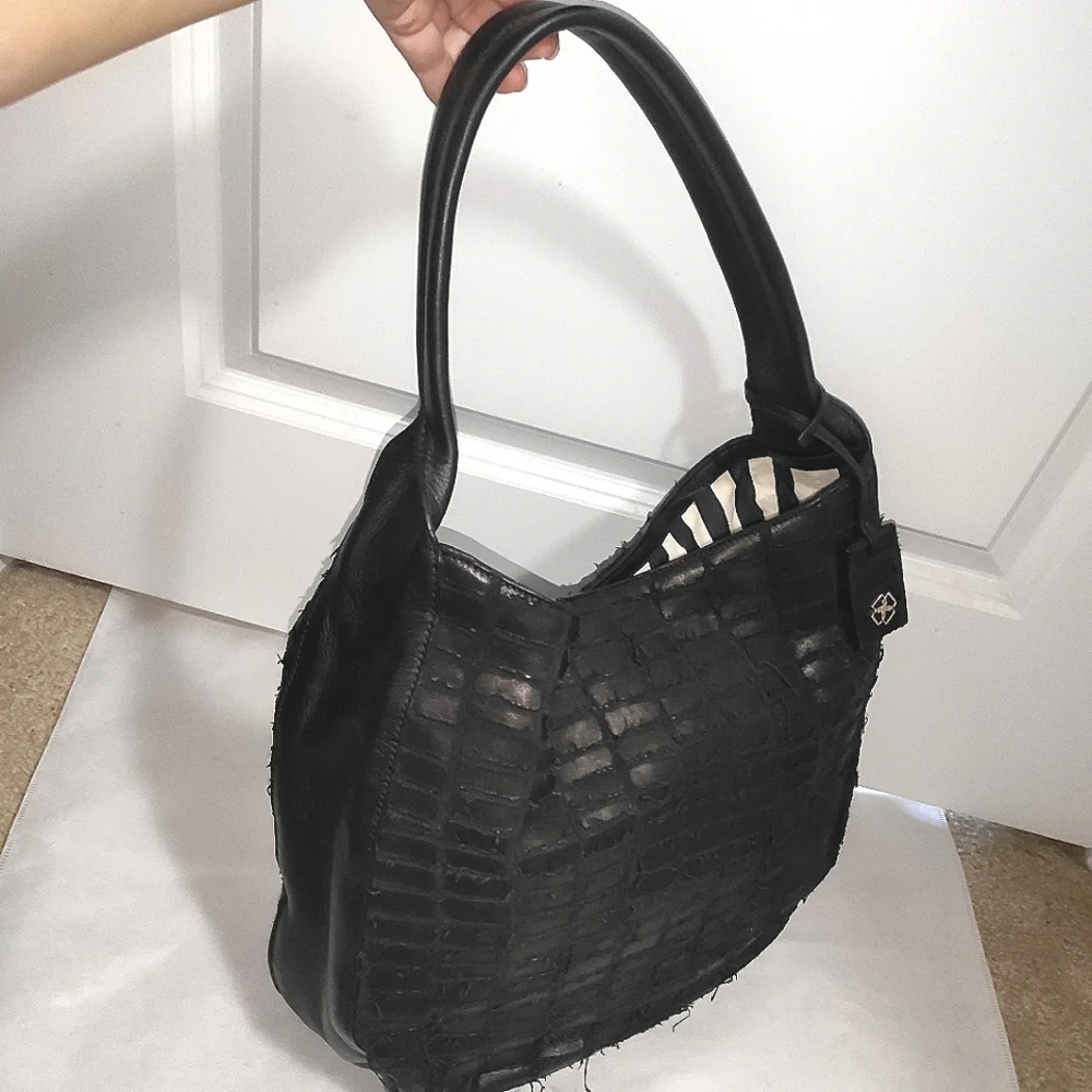 DESMO Large Croc Effect Leather Carrie Hobo